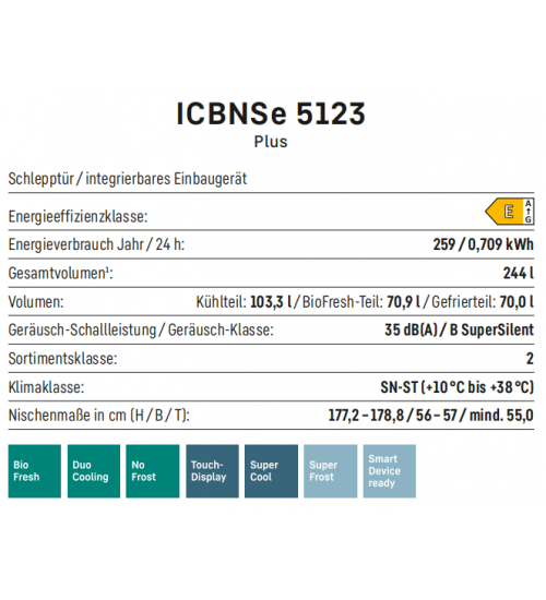 LIEBHERR利勃海尔 ICBNSe 5123 生物养鲜 无霜 嵌入式冰箱冰柜